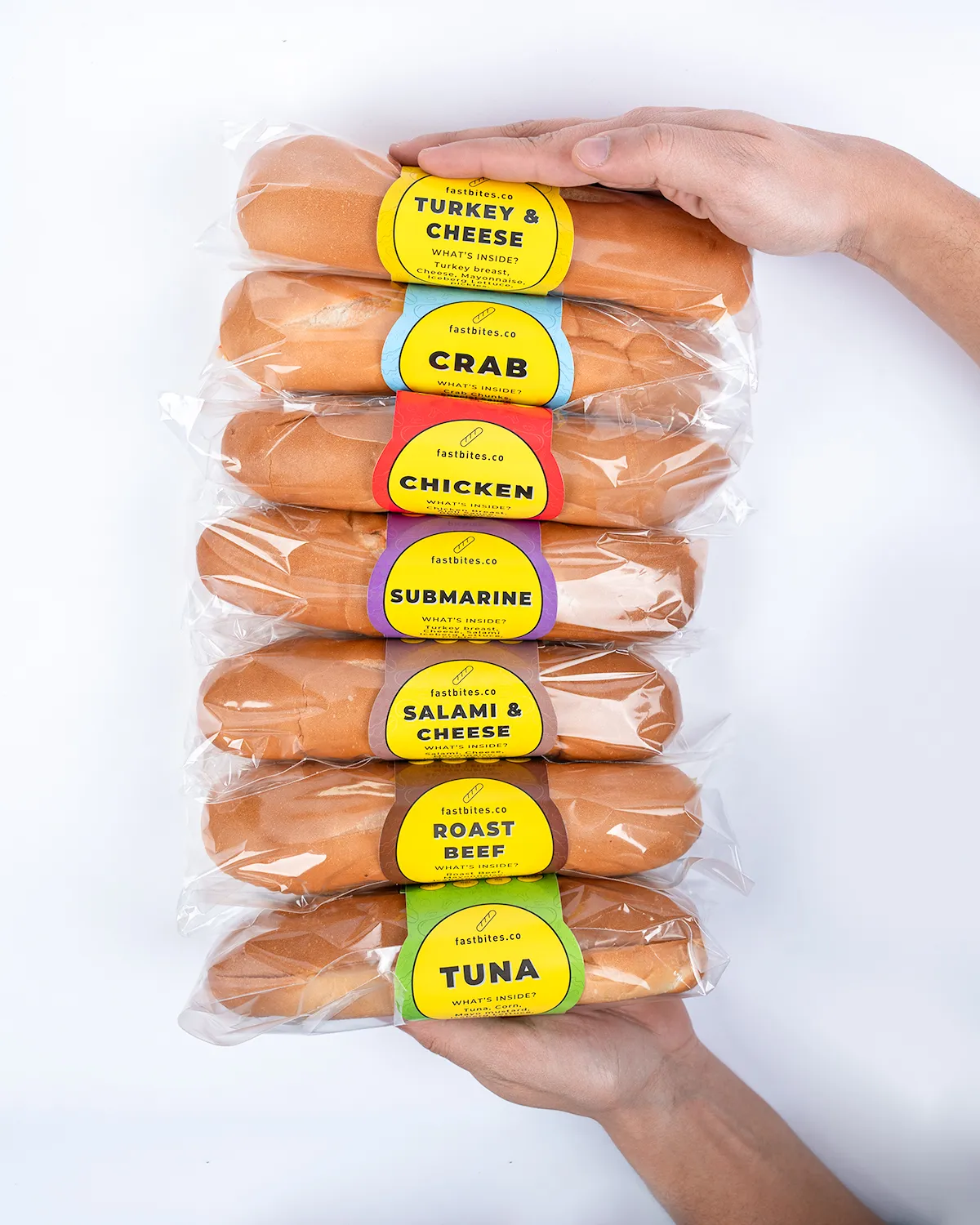 A lineup of fresh sandwiches